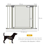 Lot de 2 barrières de sécurité pour animaux domestique avec fermeture automatique double verrouillage largeur 75-103 cm