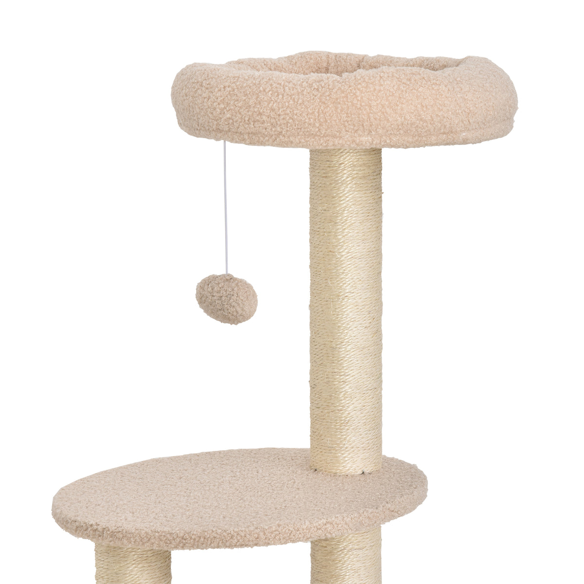 Krabpaal met krabplank, klimboom voor katten, kattenhuis en platforms, pluche met hoge dichtheid, 148 cm, beige