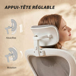 Chaise de Bureau Ergonomique, Fauteuil de Bureau en Maille avec Appui-Tête et Soutien Lombaire Réglables, Gris