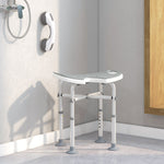 Tabouret de douche siège de douche hauteur ajustable 39-51,5 cm barre d'appui à ventouse patins à ventouse gris