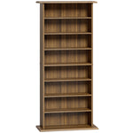 Rangements pour CD et DVD avec 8 compartiments et 6 étagères réglables, capacité max. 360 CD/185 DVD et Blu-ray, noyer