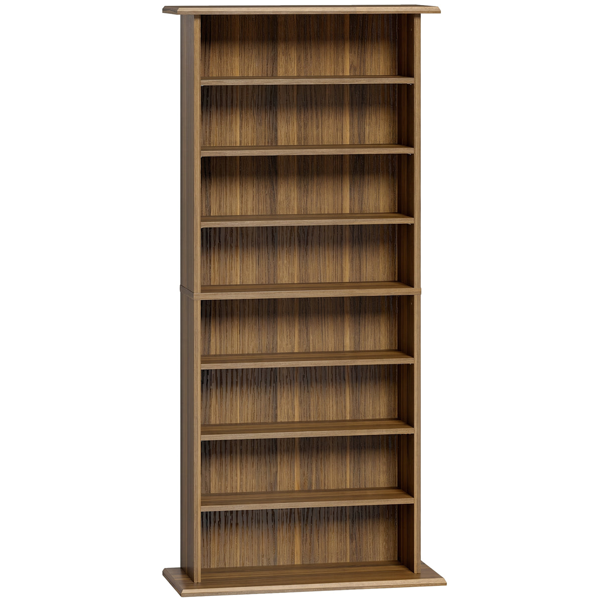 Rangements pour CD et DVD avec 8 compartiments et 6 étagères réglables, capacité max. 360 CD/185 DVD et Blu-ray, noyer