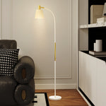 Lampadaire de salon réglable en hauteur 127-160 cm avec interrupteur, douille E27, blanc