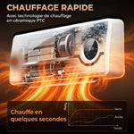 Chauffage mural en céramique 1000/2000W, radiateur électrique, ventilateur, thermostat, minuterie, 50x18,6x12,9cm, blanc
