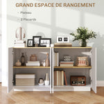 Buffet salle à manger buffet cuisine 4 portes à fermeture douce et étagères réglables 140l x 40P x 75H cm blanc laqué