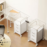Bureau d'ordinateur pliable sur roulettes, bureau avec rangement, 3 tiroirs, plateau extensible, 105x51x75,5cm, blanc