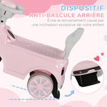 Porteur Enfants Voiture 18-36 Mois Volant klaxon et Butée Anti-bascule Charge 25 kg 53x25x35 cm Rose