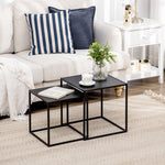 Lot de 2 tables basses gigognes carrées style industriel en métal noir mat - dim. 40 et 35 cm