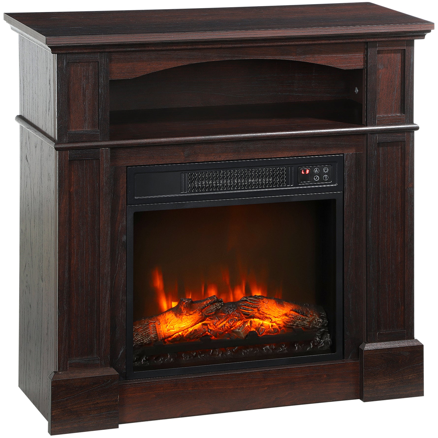 Cheminée électrique effet flammes LED luminosité réglable avec télécommande - 1800 W - 80,5 x 32,3 x 80,5 cm