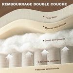 Fauteuil salon avec repose-pied, canapé 1 place en chenille, assise large, rembourrage double couche, 85x128x86cm, crème