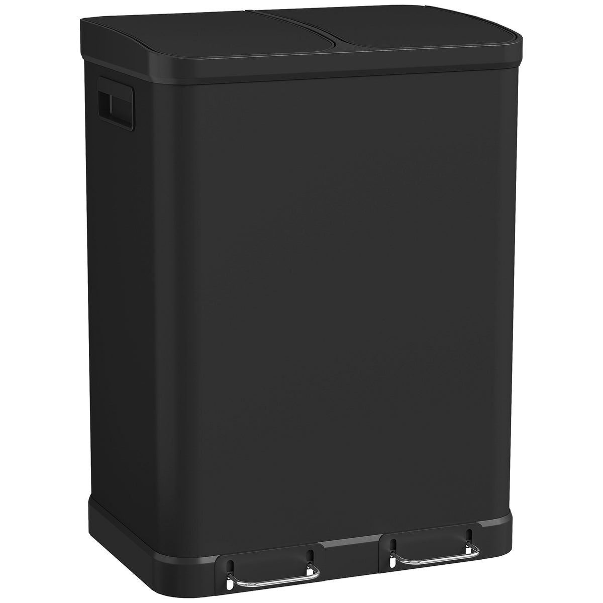 Poubelle de cuisine à double compartiment 2 x 30L avec pédale en acier inoxydable, couvercle à fermeture douce, noir