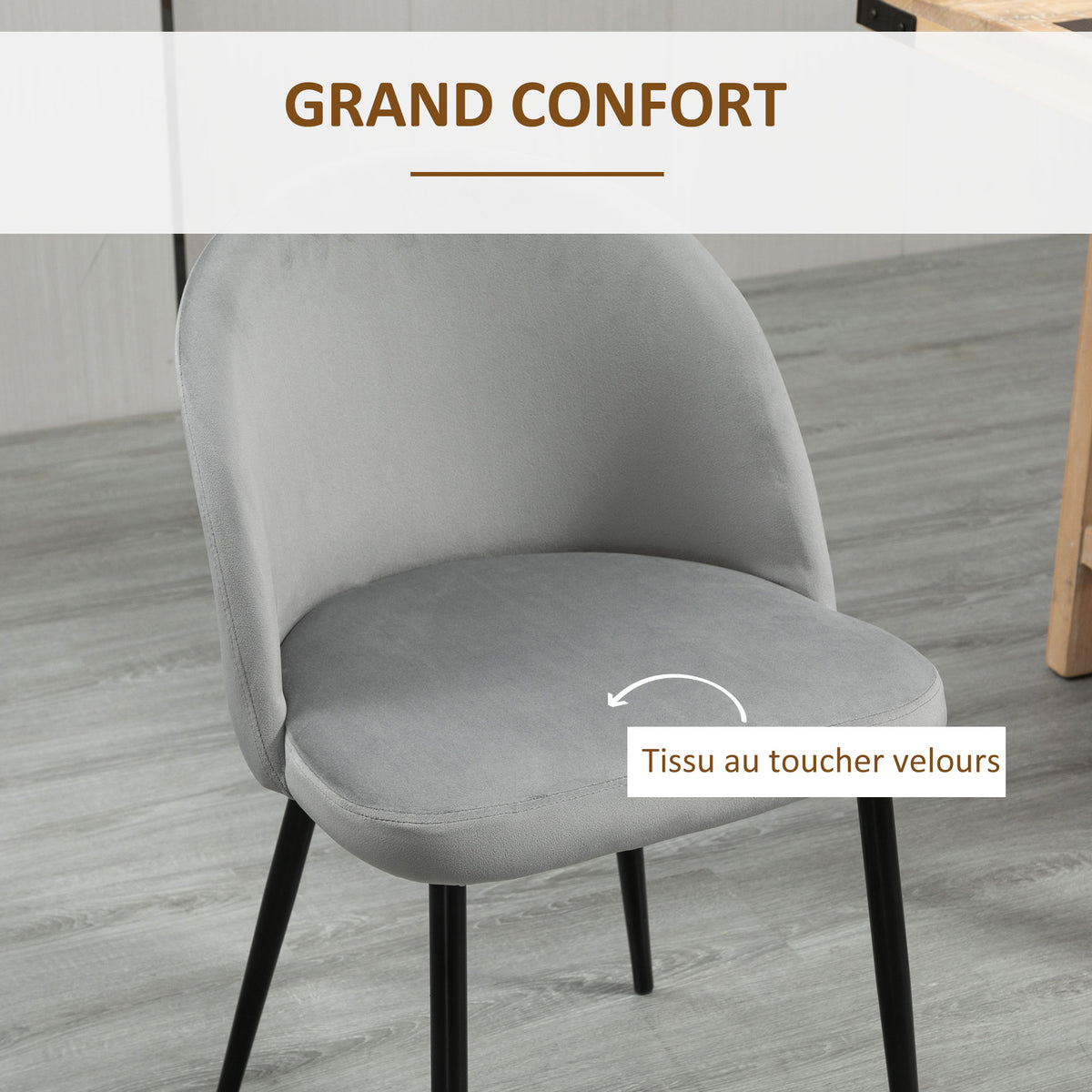 Lot de 4 chaises salle à manger chaise de cuisine scandinave chaise en velours rembourrée avec pieds effilés en métal, pour salon, salle à manger, multicolore