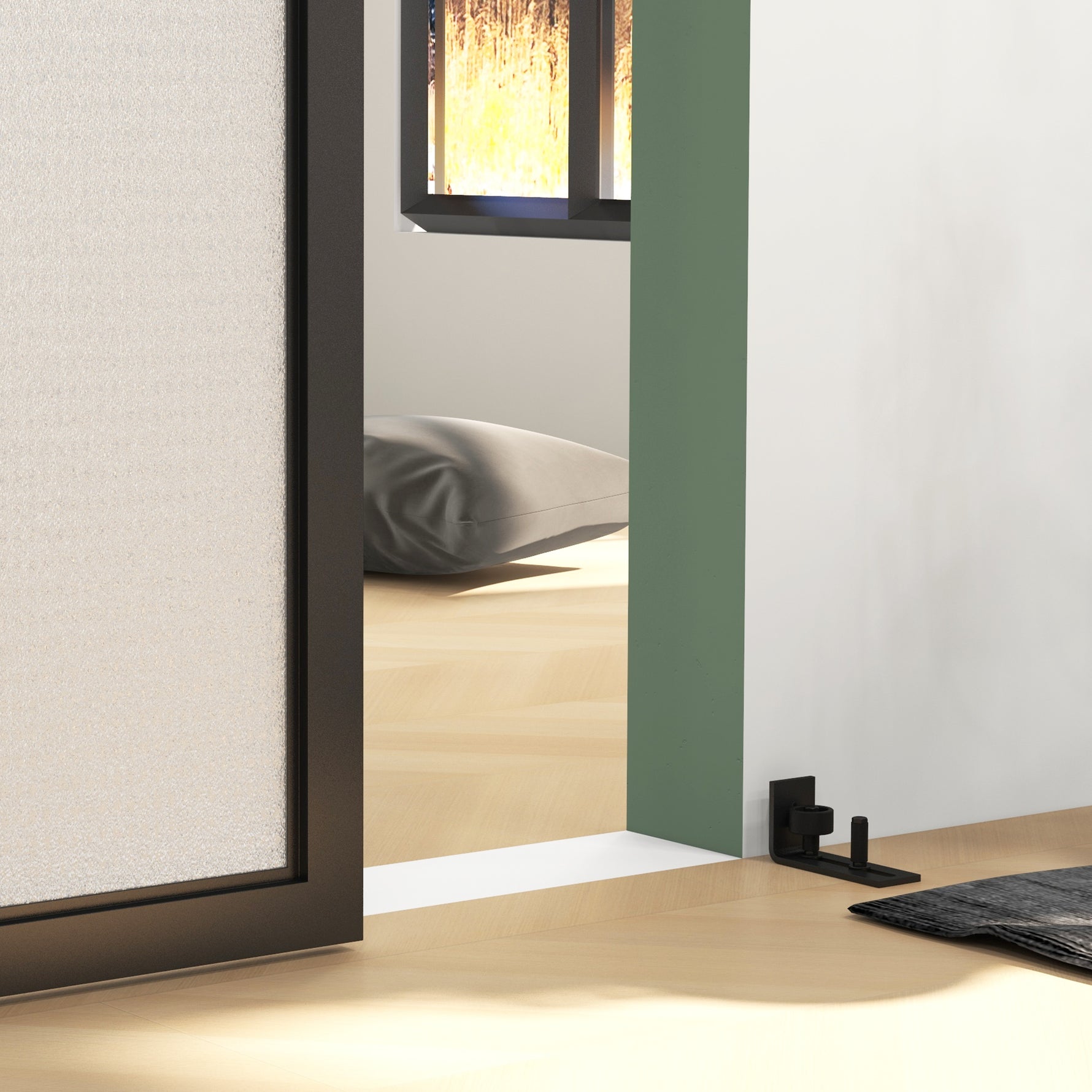 244 CM quincaillerie de porte coulissante sans perçage kit de rail pour porte de grange simple en acier noir