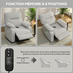 Fauteuil relax électrique fauteuil inclinable port USB repose-pieds poches latérales télécommande 96x90x103cm crème