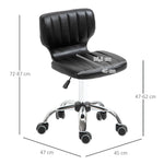 Rolkruk - draaibare werkstoel 360° - ergonomische kruk - verstelbare zithoogte 47-62 cm - zwarte gewatteerde kunstlederen bekleding, verchroomd metaal