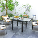 Table Extensible de Jardin Grande Taille dim. dépliées 160 x 80 x 75 cm Aluminium Plateau Verre trempé transparent