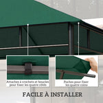 Toile de rechange pour pavillon toit de remplacement gazebo tissu polyester haute densité 180 g/m² anti-UV 3 x 3 m vert