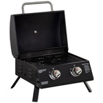 Barbecue gaz de Table transportable Pieds Pliables - 2 brûleurs 5 KW - Barbecue gaz de Camping - Grille de