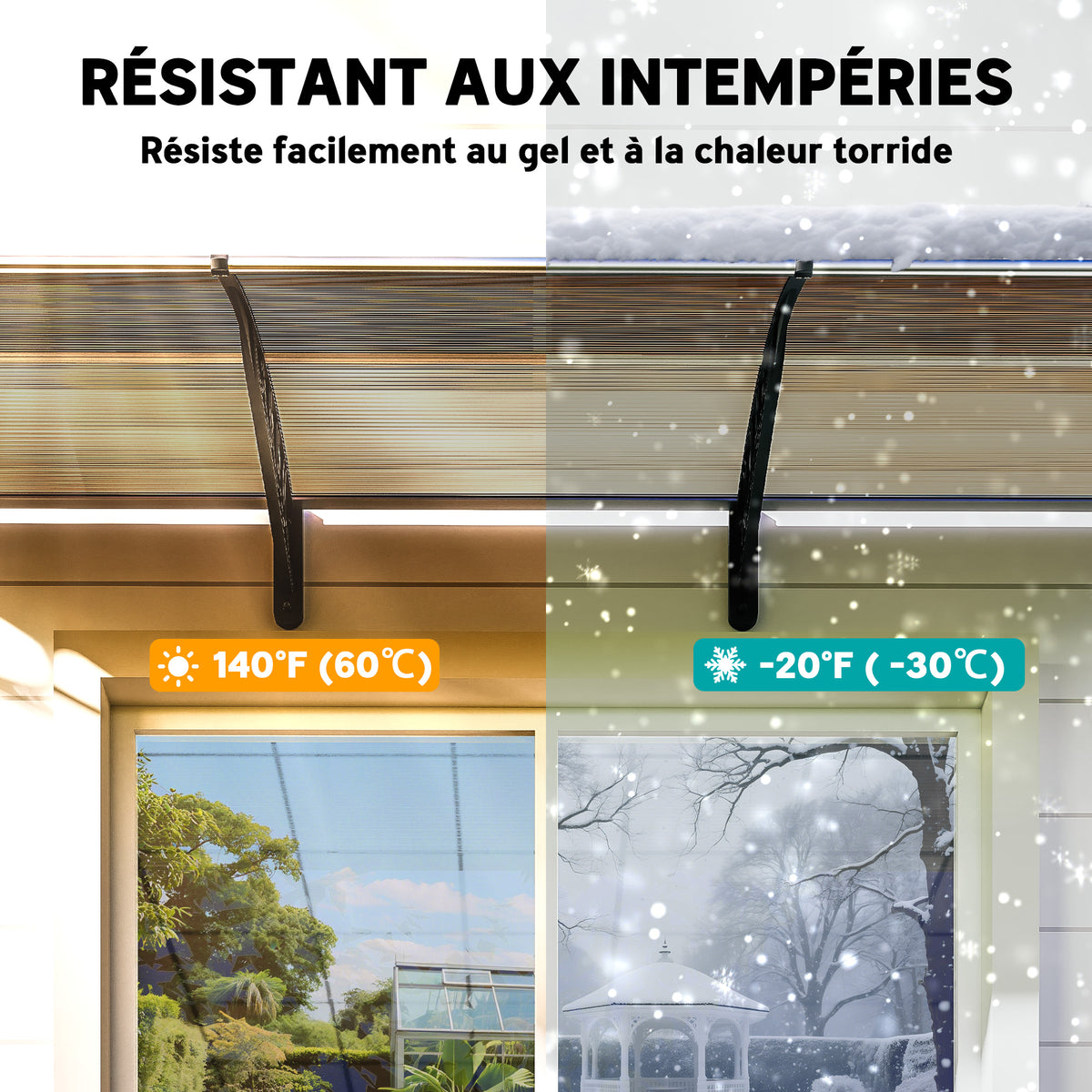 Auvent de porte toit marquise en polycarbonate auvent de porte d'entrée bord en aluminium contre la pluie et UV