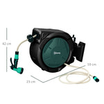 Enrouleur Tuyau Arrosage Mural 30 m x Ø 15 mm Dévidoir Automatique de Tuyaux d'Eau Rétractable Automatique vert
