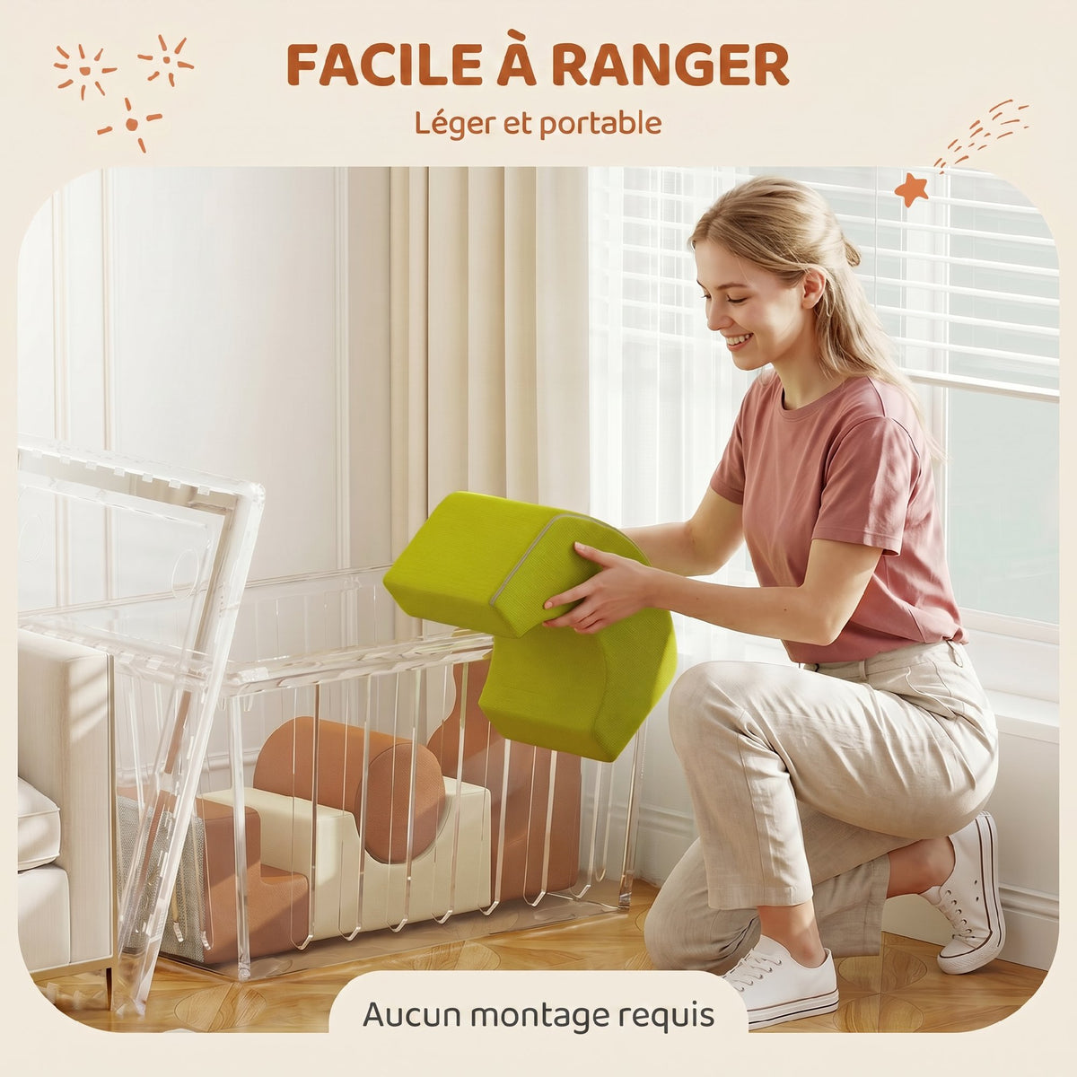 Parcours motricité bébé 5PCS, module en mousse souple avec housse en velours côtelé, multicolore