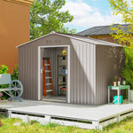 Abri de jardin 5,4 m² 2,77 x 1,95 x 1,92 m kit de fondation porte coulissante ventilations tôle acier, gris clair