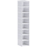 Lot de 8 boîtes à chaussures pliables en plastique empilables avec couvercles, pour pointure jusqu'à 43, blanc
