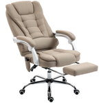 Fauteuil de bureau direction massant chauffant hauteur réglable dossier inclinable toile de lin beige