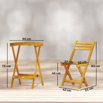 Set de bistró plegable de 3 piezas de madera de acacia con mesa redonda y 2 sillas, sin montaje, 60x60x75 cm, natural
