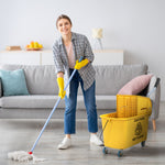 Chariot de ménage chariot de lavage essoreuse latérale seau 20 L, poignée et serpillère, 45 x 26,5 x 70 cm, jaune