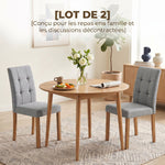Lote de 2 sillas de comedor, silla de cocina moderna con asiento acolchado de tela efecto lino, gris claro