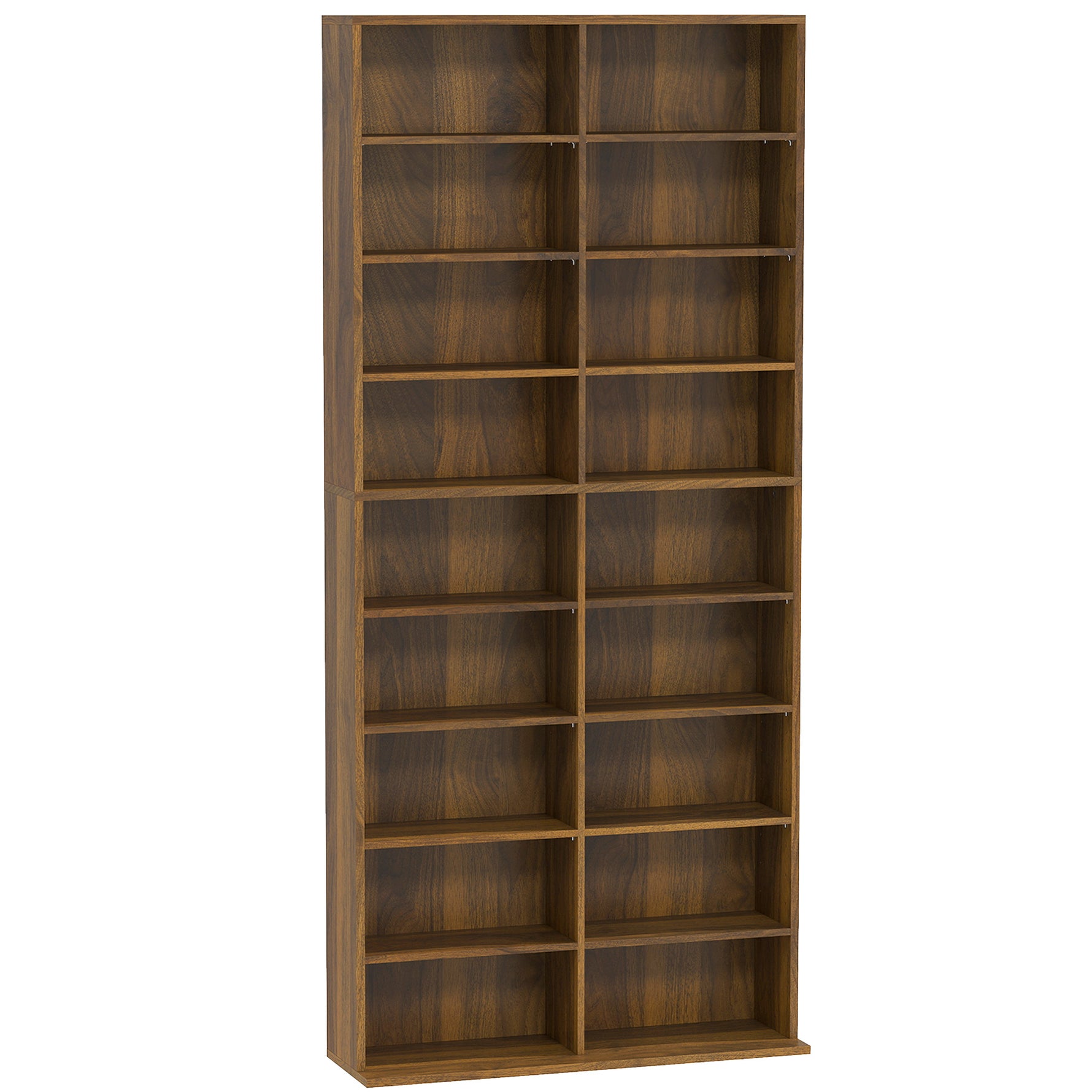 Rangements pour CD et DVD 18 compartiments capacité max. 640 CD/360 DVD 430 Blu-ray 78,5 x 24 x 175 cm noyer foncé