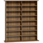 Rangements pour CD et DVD avec 16 compartiments et 12 étagères réglables capacité max. 720 CD/396 DVD et Blu-ray noyer