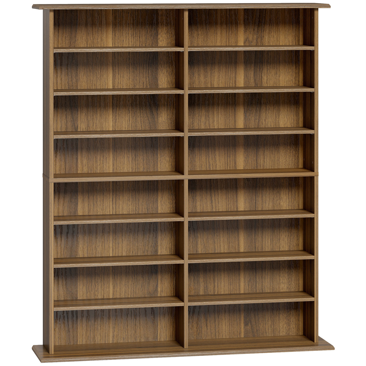 Rangements pour CD et DVD avec 16 compartiments et 12 étagères réglables capacité max. 720 CD/396 DVD et Blu-ray noyer