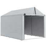 Abri de jardin tente de stockage imperméable abri moto porte enroulable, pour vélo moto 162 x 221,5 x 163 cm, gris clair