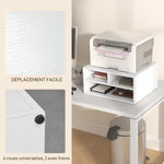 Organiseur bureau aspect blanc avec 3 compartiments fournitures support d'imprimante 47 x 40 x 22,5 cm