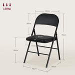 Lot de 2 chaises pliantes chaises de salle à manger portables cadre en acier dim. 45l x 46P x 78H cm noir