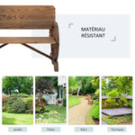 Banc de Jardin 3 Places Style Rustique Chic accoudoirs Roues de Charette Bois Sapin traité carbonisation