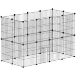Enclos pour animaux parc pour petits animaux modulable 24 panneaux pour lapins grillagés en acier 120 x 60 x 80 cm noir
