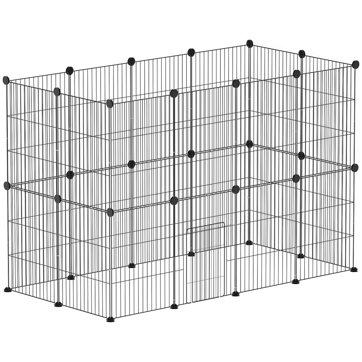 Enclos pour animaux parc pour petits animaux modulable 24 panneaux pour lapins grillagés en acier 120 x 60 x 80 cm noir