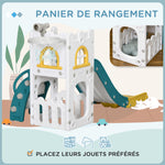 Toboggan pour enfants 5 en 1 avec panier de basket escalade télescope espace de rangement 70 x 177 x 92 cm jaune