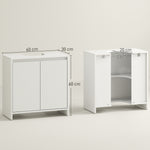 Meuble sous vasque 2 portes avec étagère réglable armoire de rangement pour lavabo 60l x 30P x 60H cm blanc