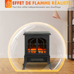 Cheminée électrique avec effet flamme 3D, 1800/900 W, fausse cheminée décorative, thermostat réglable, 39x24x48cm, noir-6