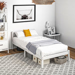 Estructura de cama de madera maciza 90x190 cm, cama individual con cabecero y somier de láminas resistente para niños y adultos