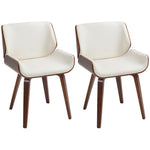 Lot de 2 chaises de salle à manger style vintage assise revêtement synthétique 54 x 53 x 81 cm blanc marron