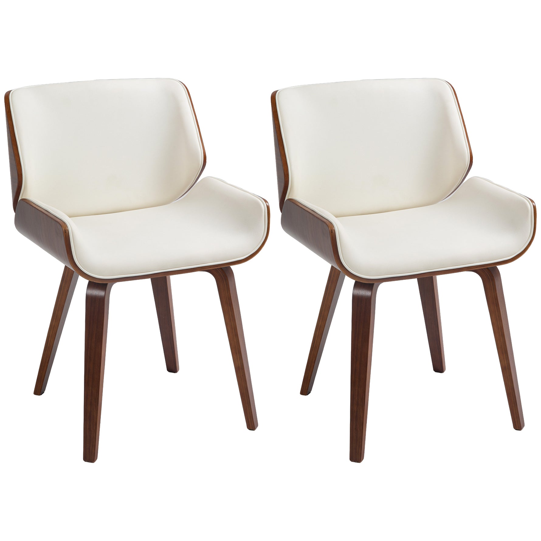 Lot de 2 chaises de salle à manger style vintage assise revêtement synthétique 54 x 53 x 81 cm blanc marron