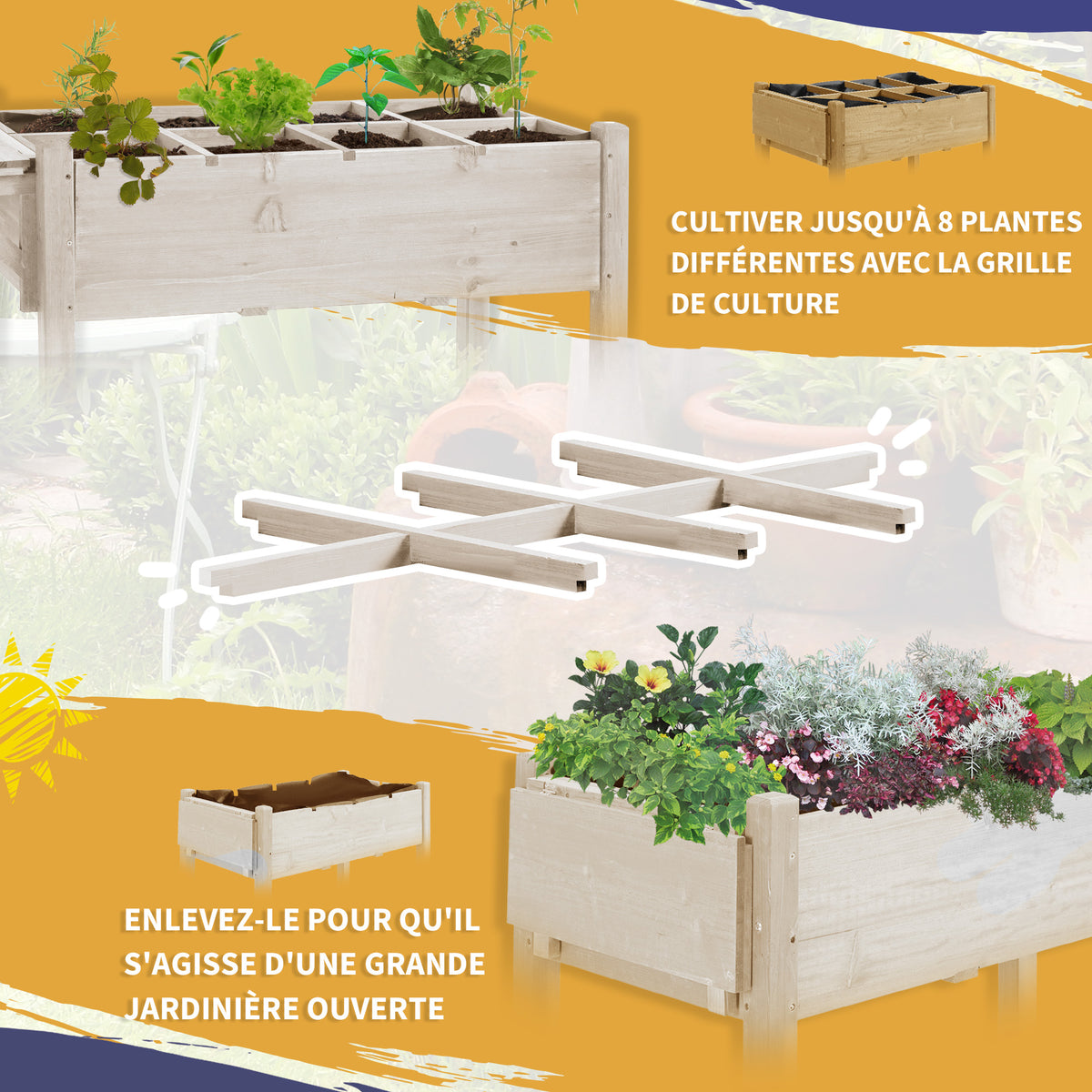 Jardinière sur Pied - Potager sur roulettes - étagère, Tablette Rabattable, Inserts d'irrigation, Feutre de Drainage
