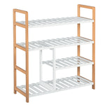 Etagère à Chaussures - étagère de Rangement - Meuble Chaussures 4 Niveaux Bois de pin étagères à Lattes MDF Blanc