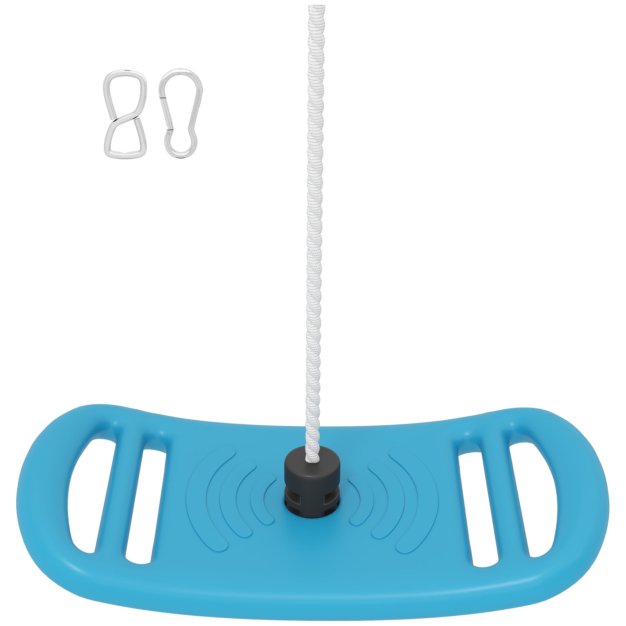 Balançoire enfant extérieur et intérieur avec corde réglable, mousqueton, charge max. 70 kg, bleu