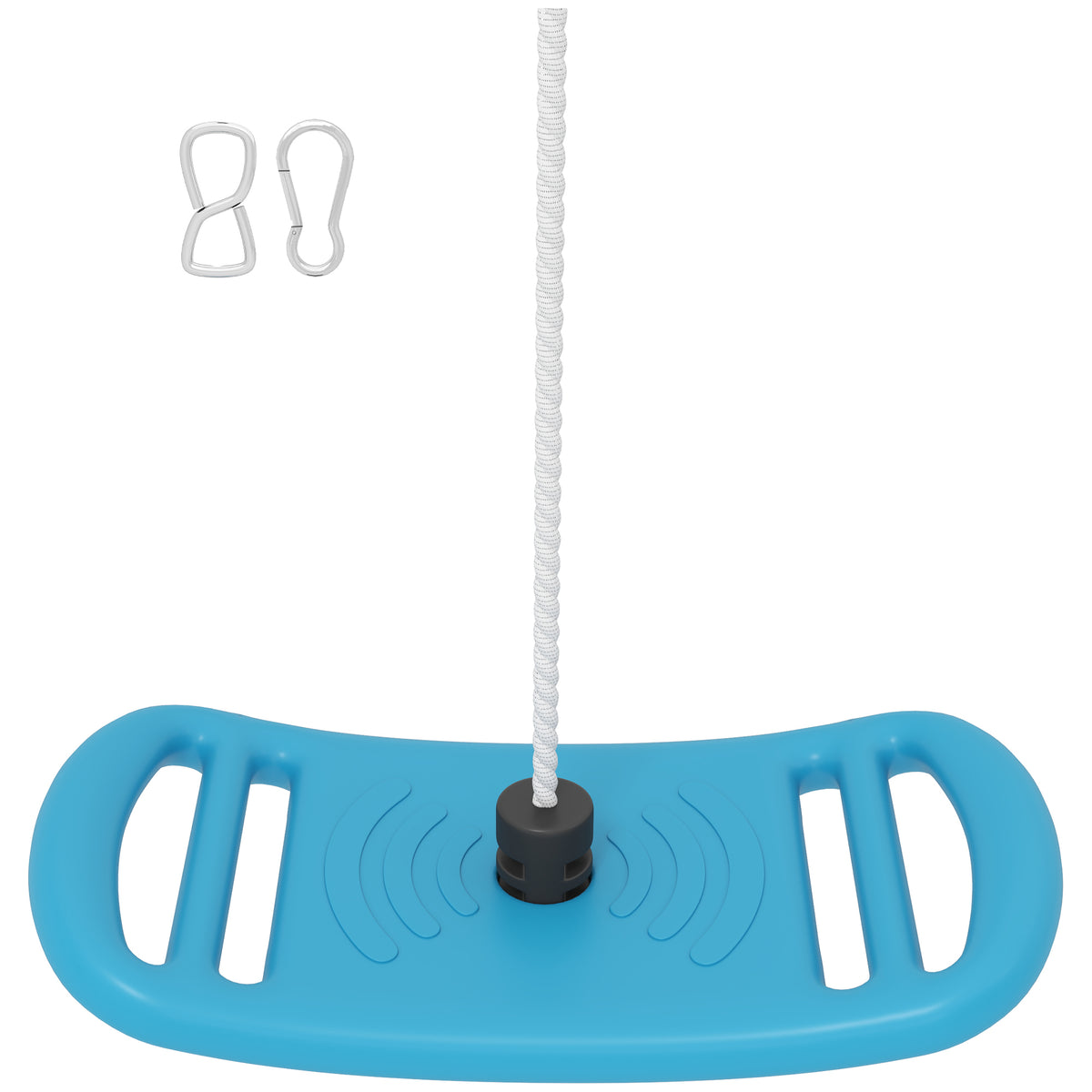 Balançoire enfant extérieur et intérieur avec corde réglable, mousqueton, charge max. 70 kg, bleu